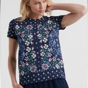 Lucky Brand Cotton Floral Scarf Print Short Sleeve T-Shirt Size XS